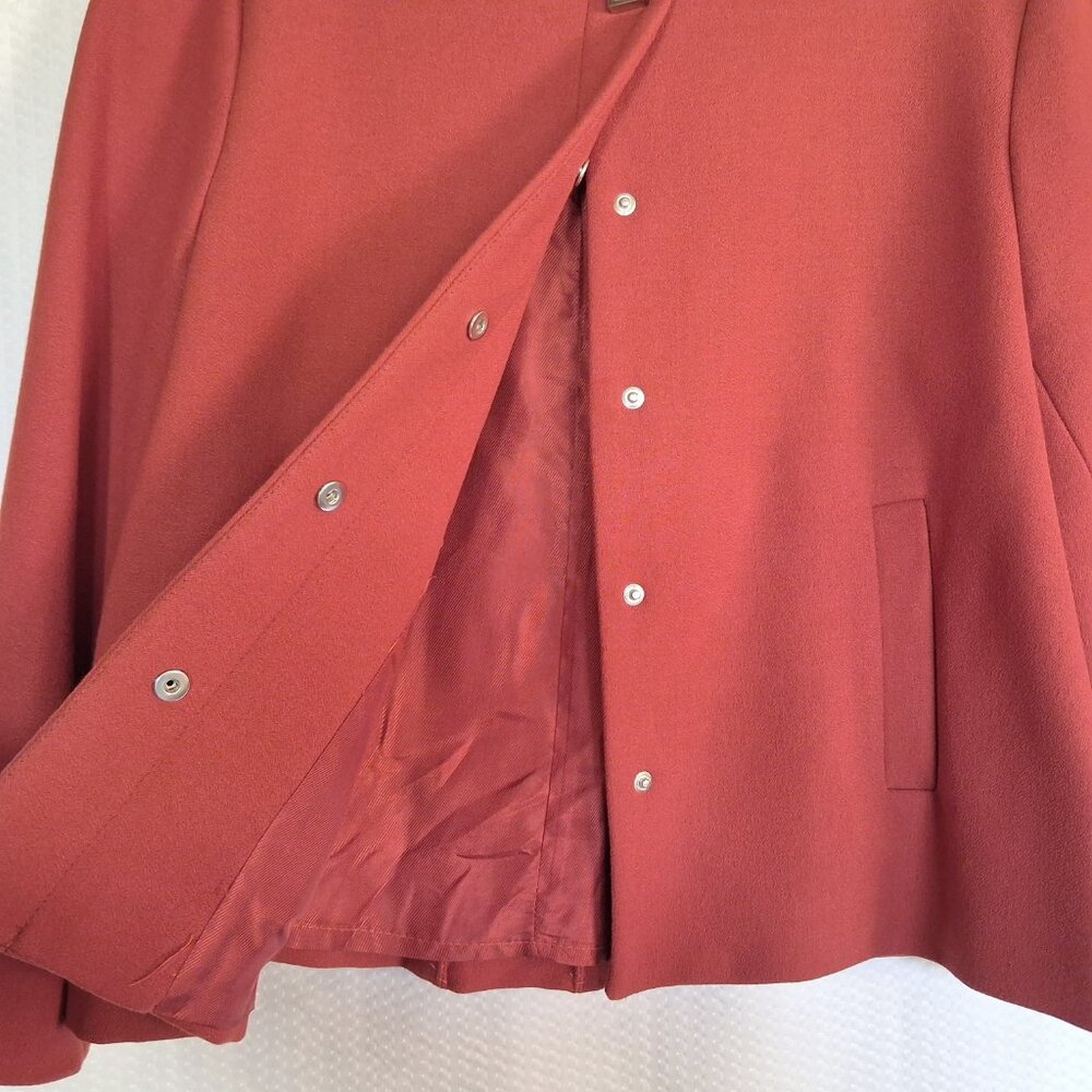Zara Basic Burnt Orange Crop Jacket Snap Front Lo… - image 4